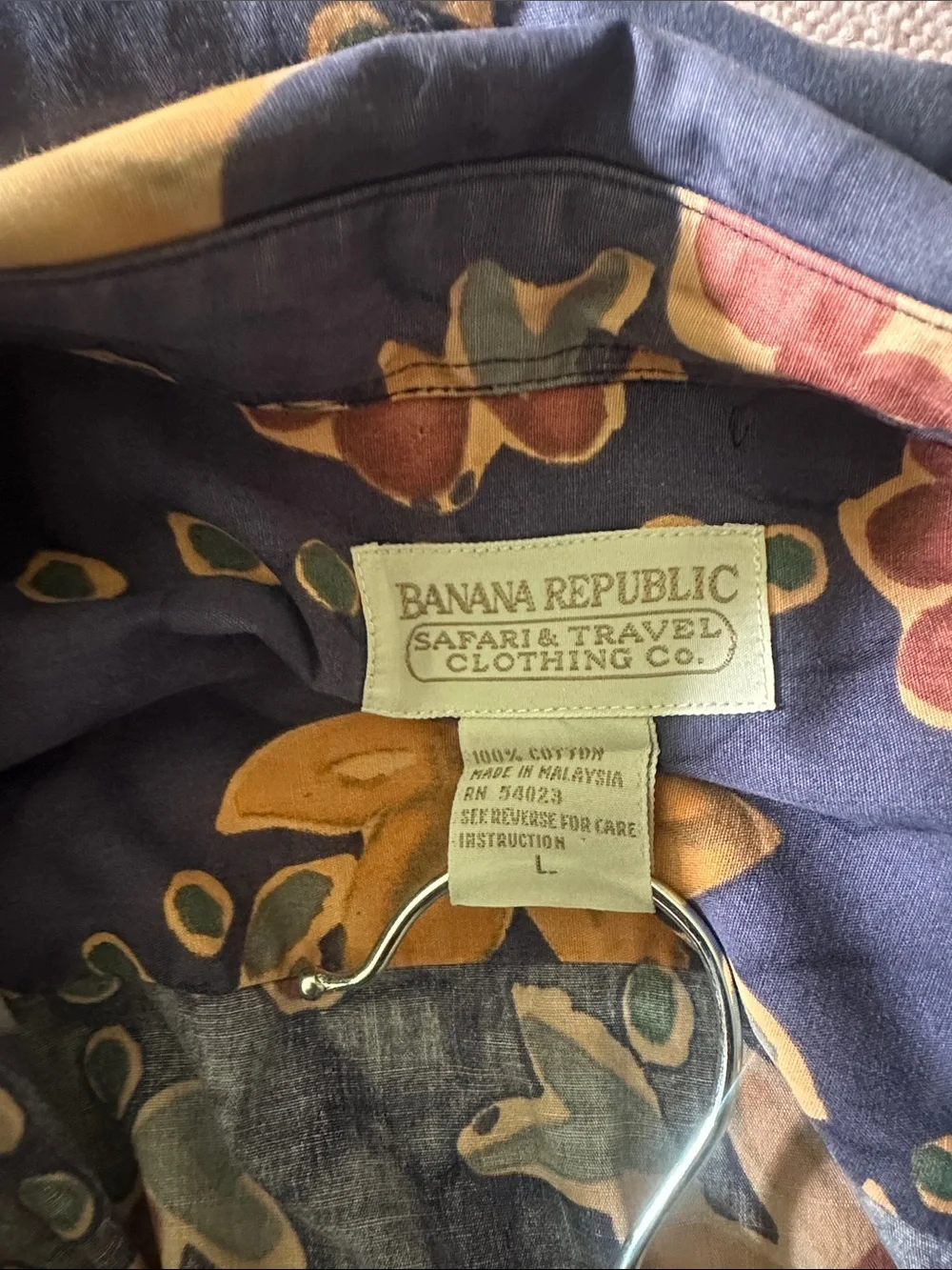 Men's Floral Short-Sleeve Camp Shirt - Navy with Mustard Floral